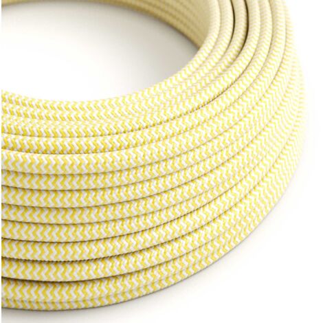 Câble d'éclairage coloré jaune maïs et blanc optique ZigZag - The Original Creative Cables, pour lampes design - RZ10 - 1 mètre (1/4)