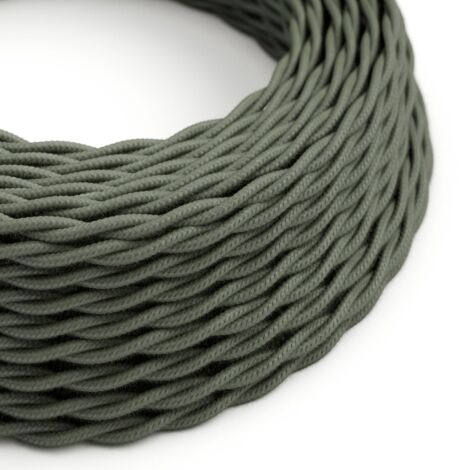 Câble tressé en coton coloré vert sauge - The Original Creative Cables, pour lampes et luminaires - TC63 - 1 mètre