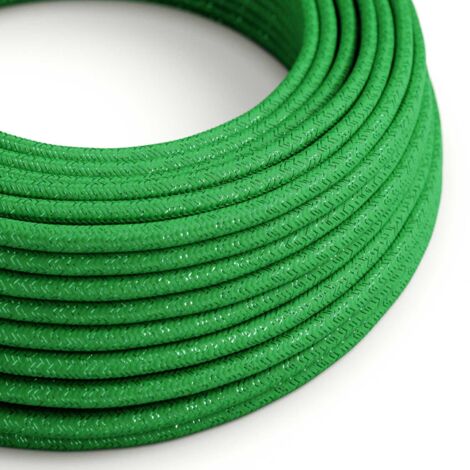 Fil électrique en tissu vert gazon brillant et pailleté - The Original Creative Cables, pour lampes originales - RL06 - 1 mètre (1/4)