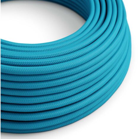 Câble d'alimentation textile Bleu Cyan Brillant - The Original Creative Cables, pour lampes à monter soi-même - RM11 - 1 mètre (1/4)