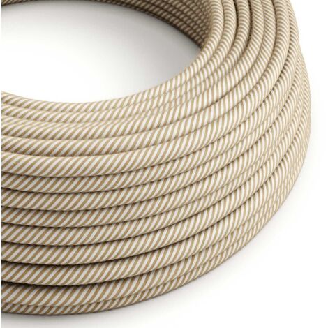 Vertigo Natural Jute and White Cotton Coloured Electric Cable - The Original Creative Cables, for unique lighting projects - ERN07 - 1 metre