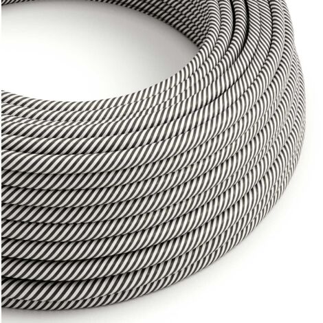 Câble d'éclairage textile Blanc et Ardoise Vertigo - The Original Creative Cables, pour des décorations lumineuses uniques - ERM37 - 1 mètre (1/5)