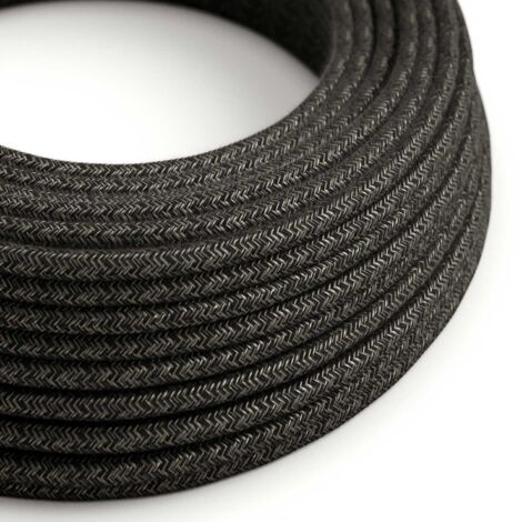 Câble textile Anthracite Gris Mélange Lin - The Original Creative-Cables - RN03 rond 2x0.75mm / 3x0.75mm - 1 mètre (1/4)