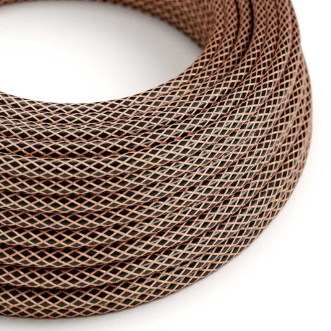 Fil électrique en tissu noir avec mailles en cuivre - The Original Creative Cables, suitable for design installations - RR02 - 1 metre (1/3)