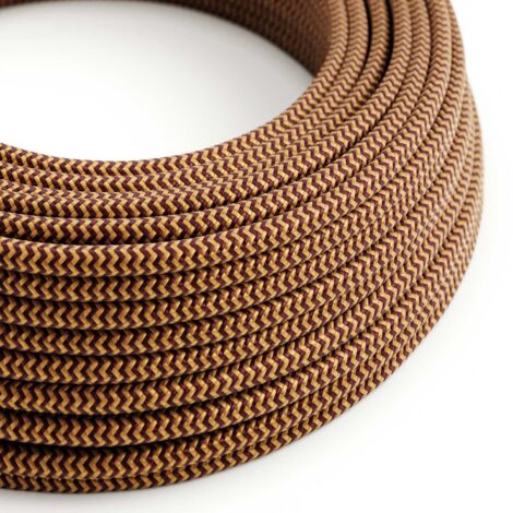 Fil textile d'éclairage ZigZag or et bordeaux - The Original Creative Cables, conçu pour les lampes et lustres - RZ23 - 1 mètre (1/4)