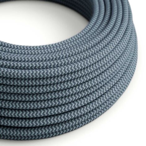 Câble d'éclairage en coton gris pierre et bleu océan - The Original Creative Cables, pour créer des lampes design - RZ25 - 1 mètre (1/4)