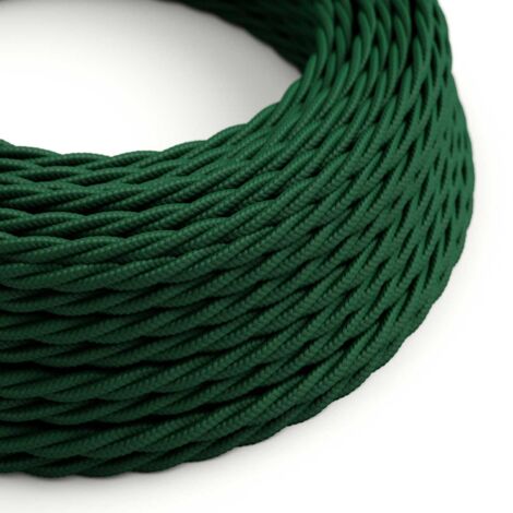 Fil électrique en tissu tressé vert forêt - The Original Creative Cables, designed to enhance your chandeliers - TM21 - 50 mètres