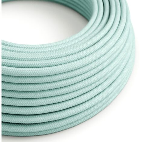 Câble textile en coton vert céladon - The Original Creative Cables, pour lampes exclusives - RC18 - 1 mètre (1/4)