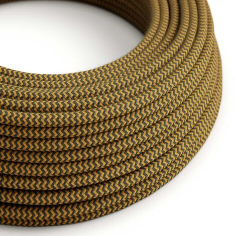 Fil de coton tressé en Golden Honey et Anthracite Grey - The Original Creative Cables, pour vos lampes DIY - RZ27 - 1 mètre