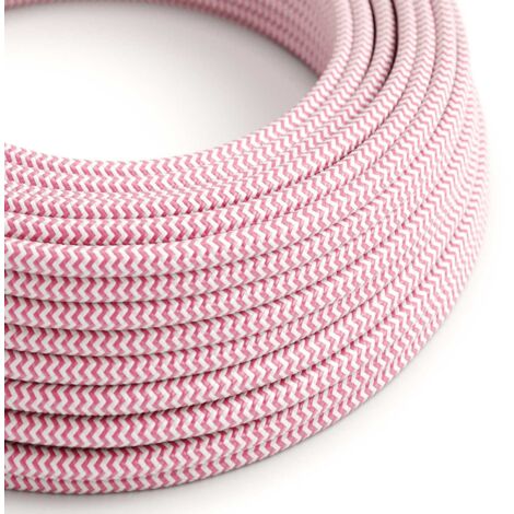 Câble d'éclairage en zigzag rose fuchsia et blanc optique - The Original Creative Cables, pour lampes modernes - RZ08 - 1 mètre (1/4)