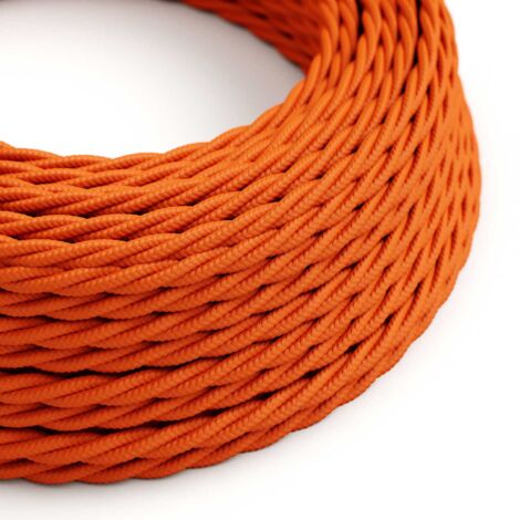 Câble en tissu tressé de couleur orange - Les câbles créatifs originaux, idéaux pour les lampes créatives - TM15 - 1 mètre