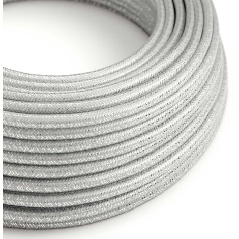 Câble textile coloré Argent brillant et pailleté - The Original Creative Cables, pour lampes et luminaires design - RL02 - 1 mètre (1/4)
