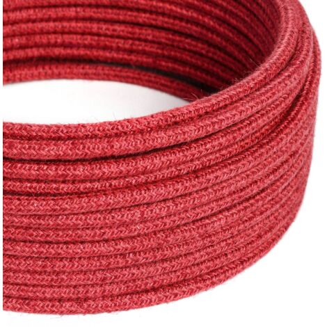 Câble électrique recouvert de jute rouge cerise - The Original Creative Cables, pour des décorations lumineuses uniques - RN24 - 1 mètre (1/5)