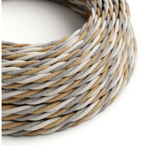 Câble d'éclairage tressé en coton, jute et lin de pays - The Original Creative Cables, pour lampes DIY - TN07 - 1 mètre (1/4)