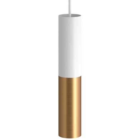 creative cables - Lampe suspendue avec câble textile et abat-jour double Tub-E14