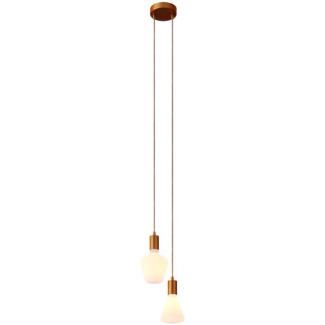 Lampe suspension multiple 2 bras avec câble textile et finitions en métal Monté - Avec ampoule - Cuivre satiné - Matter ON/OFF
