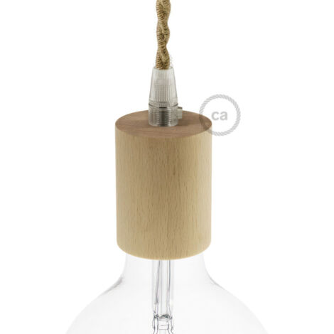 Douille E27 en bois naturel – Compatible câbles textiles – Dimensions 65x50mm – Certifiée IMQ – KBL0110 – Creative Cables