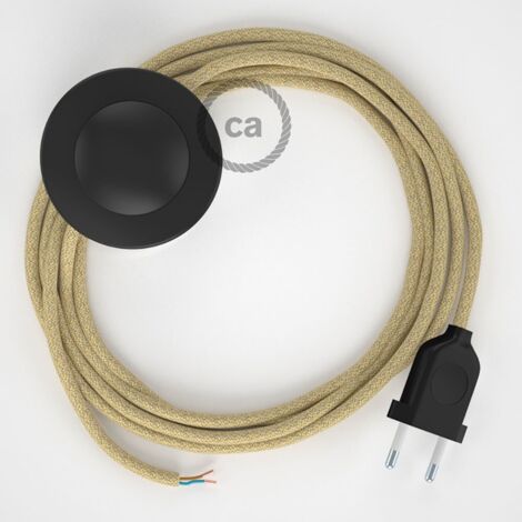 Câbles créatifs - Câblage pour lampadaire, Câble RN06 Jute 3 m. Choisir la couleur de l'interrupteur et de la prise. - Noir