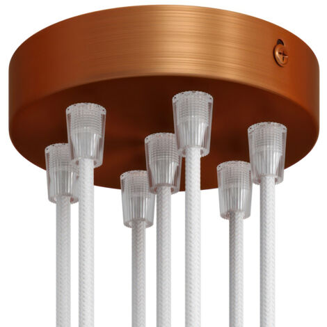 creative cables - Kit rosace métallique cylindrique à 7 trous - Conique, cuivre satiné