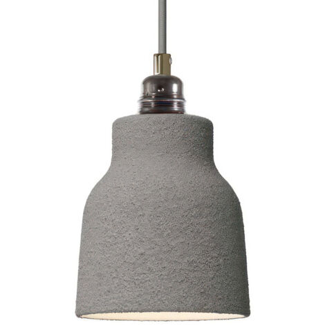 creative cables - Lampe suspendue fabriquée en Italie avec câble textile, abat-jour en céramique, vase et garniture métallique