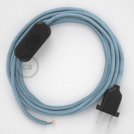 Câbles créatifs - Câblage de lampe, Steward Blue RD75 Zigzag Cable 1.80 m. Choisissez la couleur de l'interrupteur et de la prise. - Noir