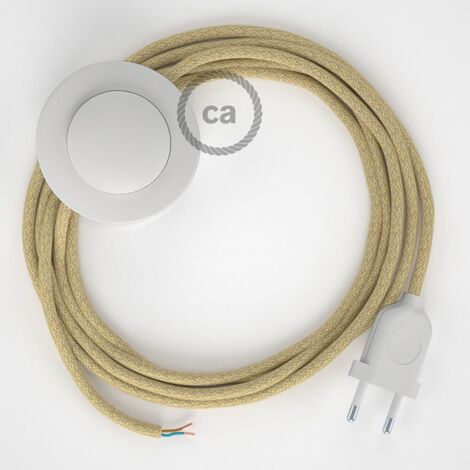 Câbles créatifs - Câblage pour lampadaire, Câble RN06 Jute 3 m. Choisir la couleur de l'interrupteur et de la prise. - Blanc
