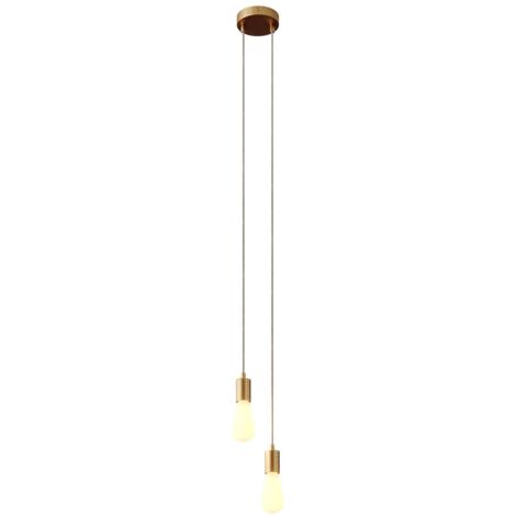 creative cables - Lampe suspendue multiple avec 2 gouttes, avec câble textile et garniture métallique