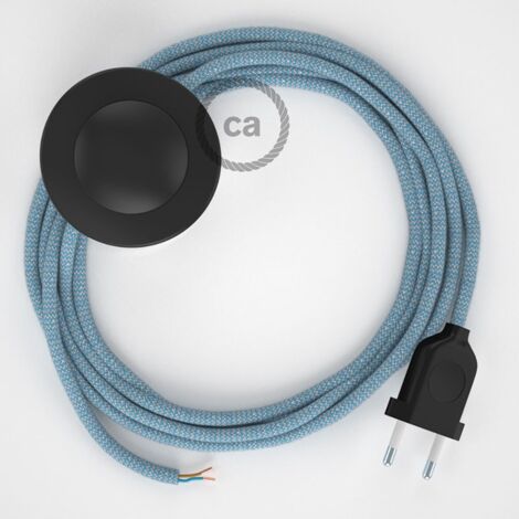 creative cables - Câblage pour lampadaire, RD75 Cotton and Linen Zigzag Blue Steward 3 m cable. Choisissez la couleur de l'interrupteur et de la prise. - Noir (1/5)