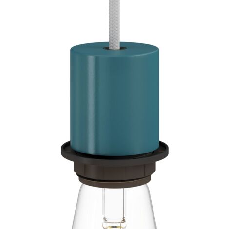 Kit douille E27 semi-filetée en métal avec serre-câble dissimulé  Pétrole