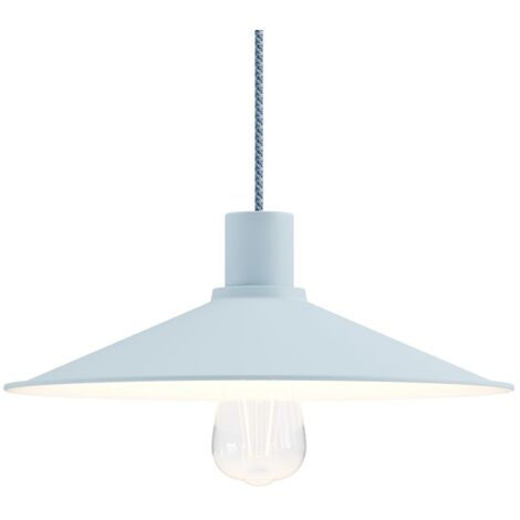 Lampe à suspension Made in Italy avec câble textile, abat-jour Swing Pastel et finitions en métal Sans ampoule - Blue ciel - Matter ON/OFF