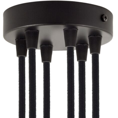 creative cables - Kit rosette métallique cylindrique à 6 trous - conique, noir