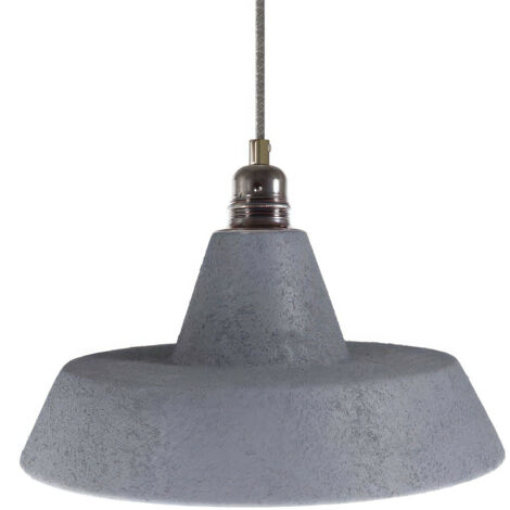 Suspension fabriquée en Italie avec câble textile, abat-jour Industriel et finition en métal - complète avec ampoule Avec ampoule - Effet ciment - Blanc - Matter ON/OFF (1/5)