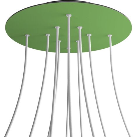 creative cables Rose-One XXL Rosette ronde, diamètre 400 mm avec 10 trous et 4 trous latéraux - Lawn Green, Black (1/5)