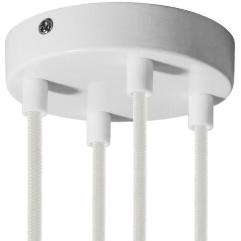 creative cables - Kit rosace métallique cylindrique à 4 trous - Cylindrique, blanc brillant