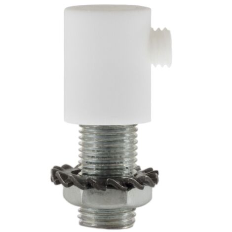 Serre-câble cylindrique en plastique avec tige, écrou et rondelle Blanc