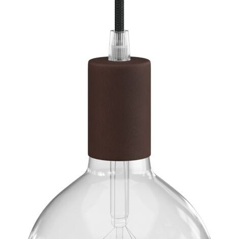 creative cables - Kit douille cylindrique en métal E27 - Conique, Rouille foncée peinte