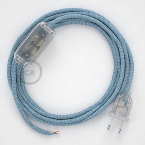 Câbles créatifs - Câblage de lampe, Steward Blue RD75 Zigzag Cable 1.80 m. Choisissez la couleur de l'interrupteur et de la prise. - Transparent