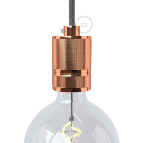 Creative-cables italia e27 kit douille en aluminium moletÉ double anneau cuivre kbr27alra (1/5)