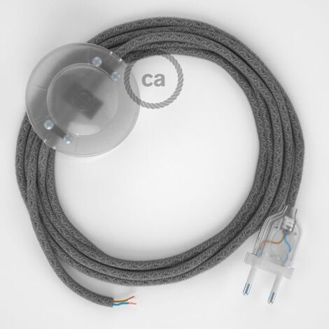 Câbles créatifs Câblage pour lampe sur pied, Câble RN02 Linen Natural Grey 3 m. Choisissez la couleur de l'interrupteur et de la prise. - Transparent (1/5)