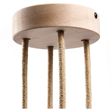 creative cables - Kit rosace en bois cylindrique à 4 trous - Neutre