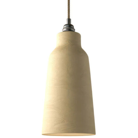 creative cables - Lampe suspendue fabriquée en Italie avec câble textile, abat-jour en céramique et garniture métallique (1/5)