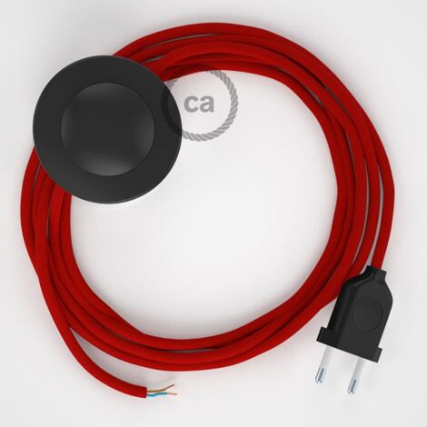 Creative-Cables Câblage pour lampadaire avec câble effet soie de 3 m – (Câble 2x0,75 mm² rouge RM09, fiche EU et interrupteur noirs) – Conforme aux standards de sécurité (1/5)