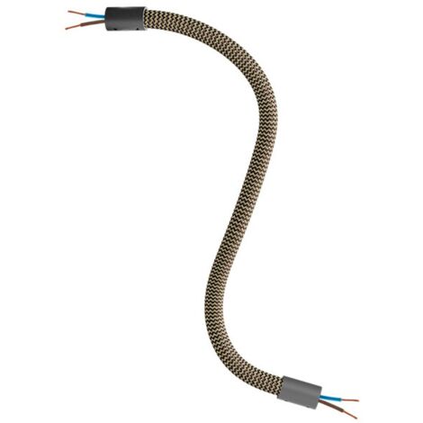 creative cables - Kit Creative Flex tuyau d'extension recouvert de tissu RZ24 noir et or avec extrémités métalliques - 30 cm, noir (1/5)