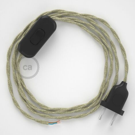 Câbles créatifs - Câblage de lampe, TN01 Neutral Natural Linen Cable 1.80 m. Choisissez la couleur de l'interrupteur et de la prise. - Noir (1/5)