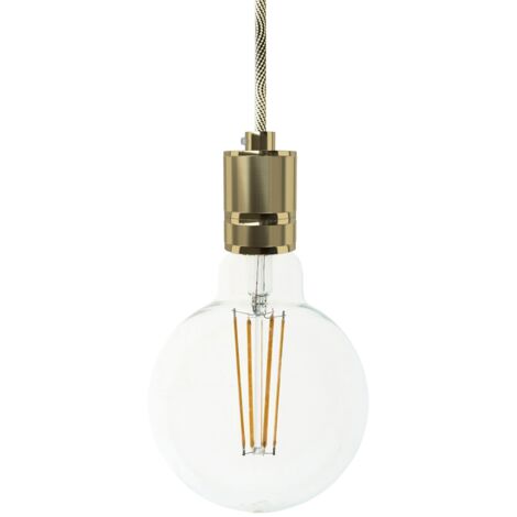creative cables - Lampe suspendue Made in Italy avec câble textile et support de lampe en aluminium moleté (1/5)