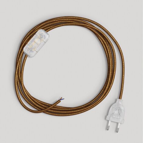 creative cables - Câblage de lampe avec câble en cuivre poli et scintillant 1,80 m