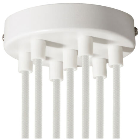 creative cables - Kit rosace métallique cylindrique à 7 trous - Cylindrique, blanc brillant
