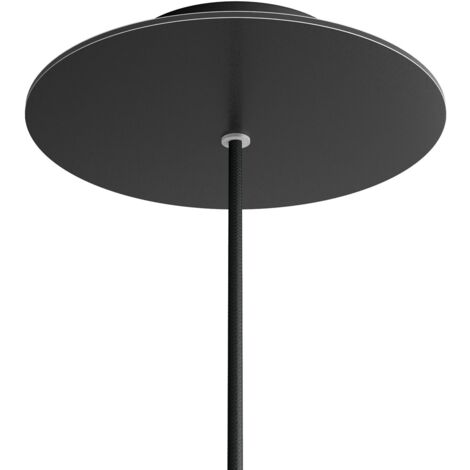 Câbles de création - Rose-One Rosette ronde, diamètre 200 mm avec 1 trou et 4 trous latéraux - Dibond noir mat, Noir