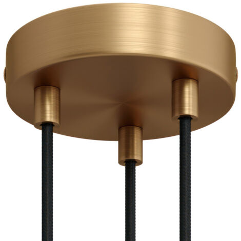 creative cables - Kit rosace métallique cylindrique à 3 trous - Cylindrique, bronze satiné