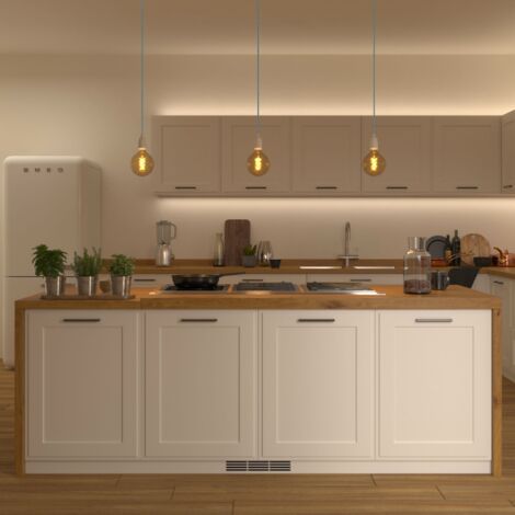 creative cables - Lampe suspendue fabriquée en Italie avec câble textile tressé et finition en porcelaine blanche